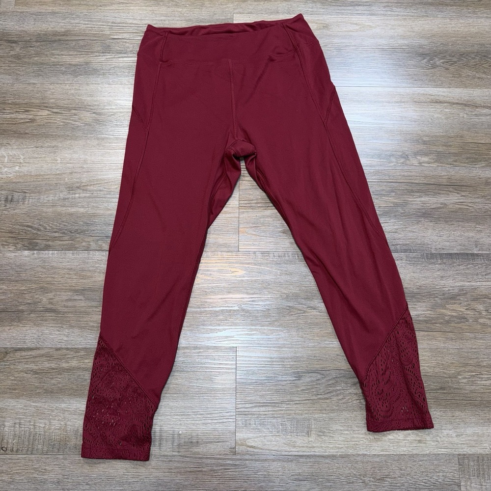 Victoria's Secret PINK Sport Leggings Womens Large Burgundy High-Rise Waist